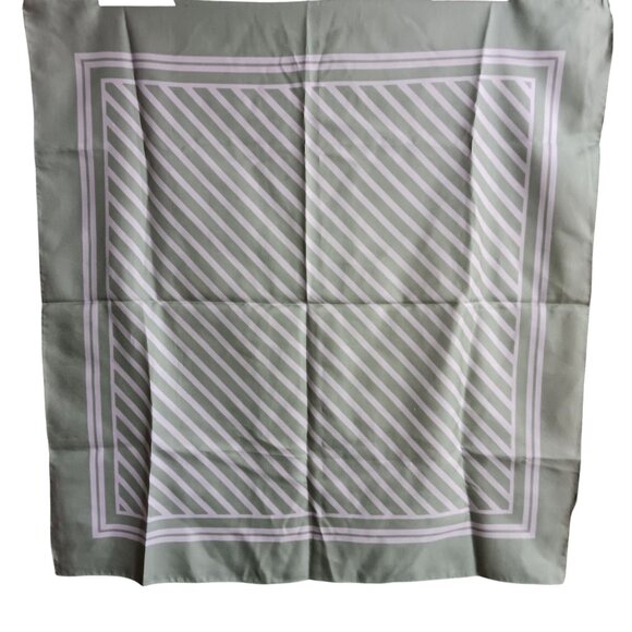 Vintage Striped 1970's Boho Mom Scarf 26x25" Sage Green Geometric Pattern - Picture 1 of 3